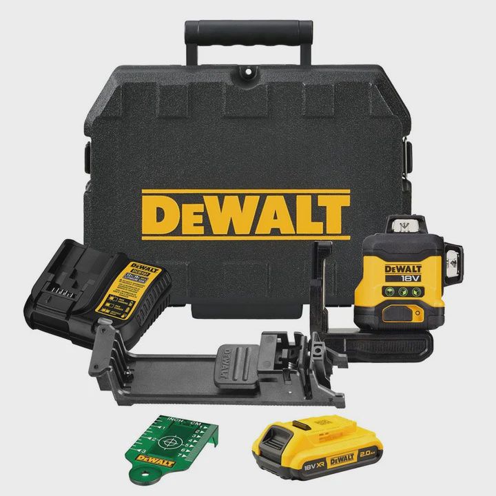 Dewalt DCLE34031D1 18V Compact 3 x 360 Green Laser with 1 x 2.0Ah Battery, Charger &amp; Case