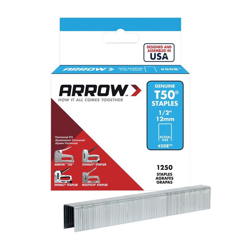 Arrow T50 Staples 12mm (1/2in) Box Of 1250 ARRT5012S