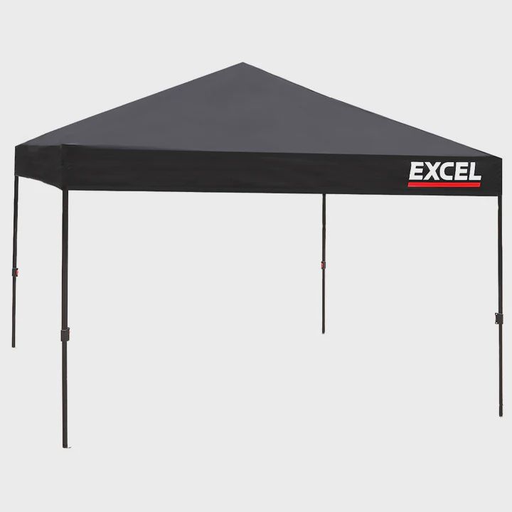 Excel Steel Gazebo 3m x 3m Black with Storage Bag &amp; Rope