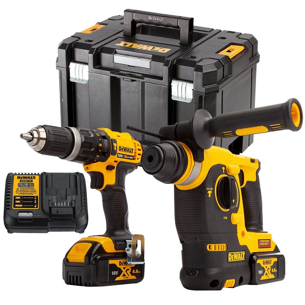 Dewalt DCK206M2T 18V Twin Kit with 2 x 4.0Ah Batteries &amp; Charger in Tstak Kitbox