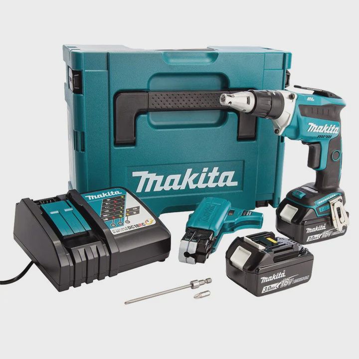 Makita DFS452FJX2 18V LXT Brushless Drywall Screwdriver With 2 x 3.0Ah Batteries, Charger In Case