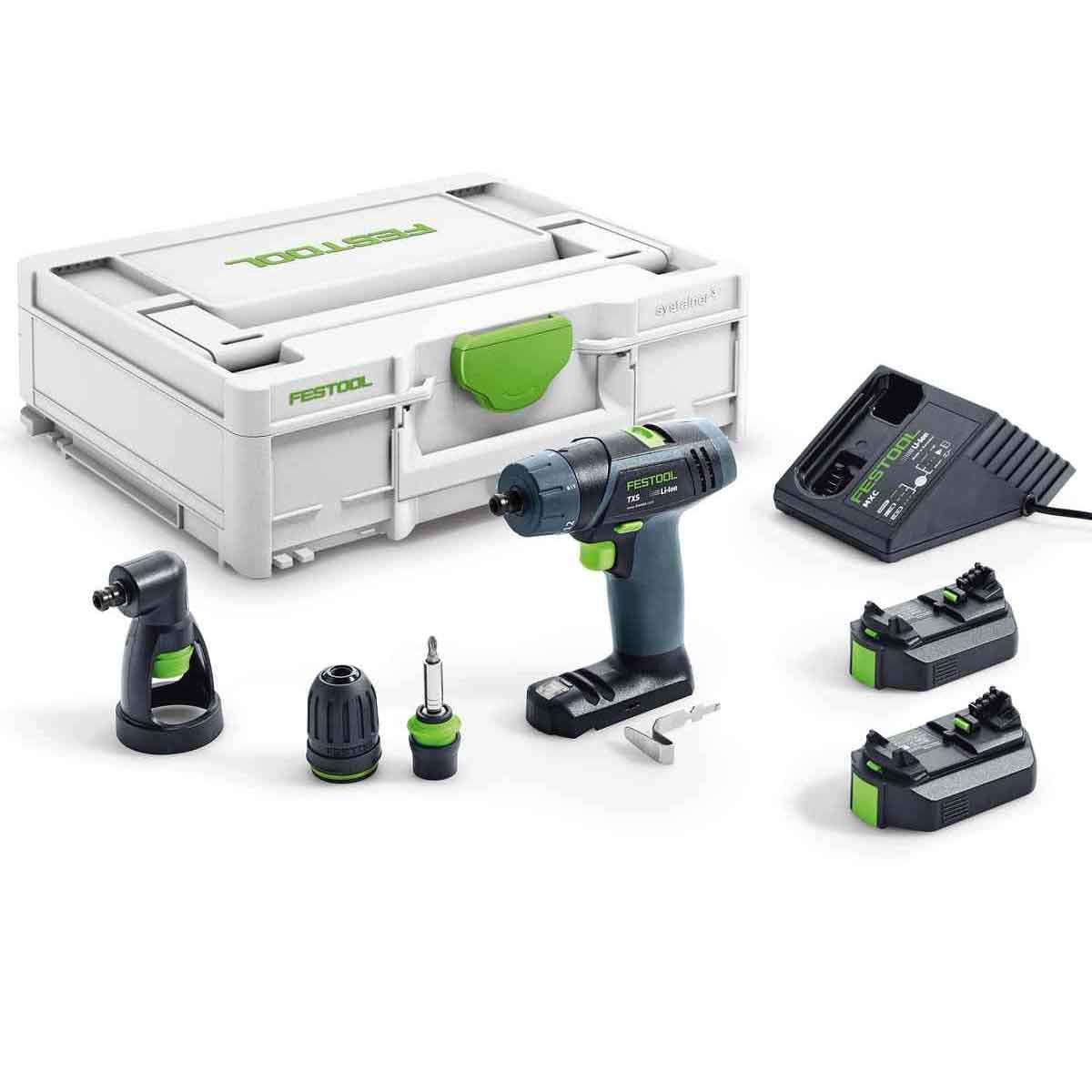 Festool TXS 10.8V 3 in 1 Cordless Drill Driver with 2 x 2.6Ah Battery 576103