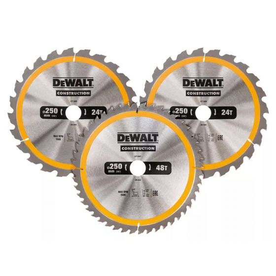 DeWalt DT1963 Circular Saw Blade 250mm 3 Pack