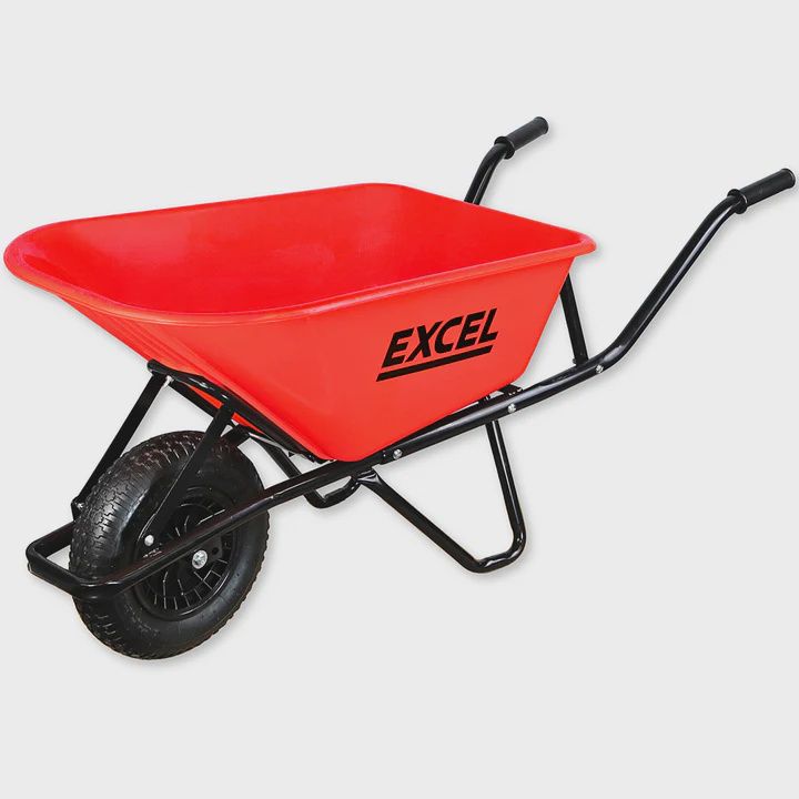 Excel Heavy Duty 100L Red Wheelbarrow HDPE Plastic Tray