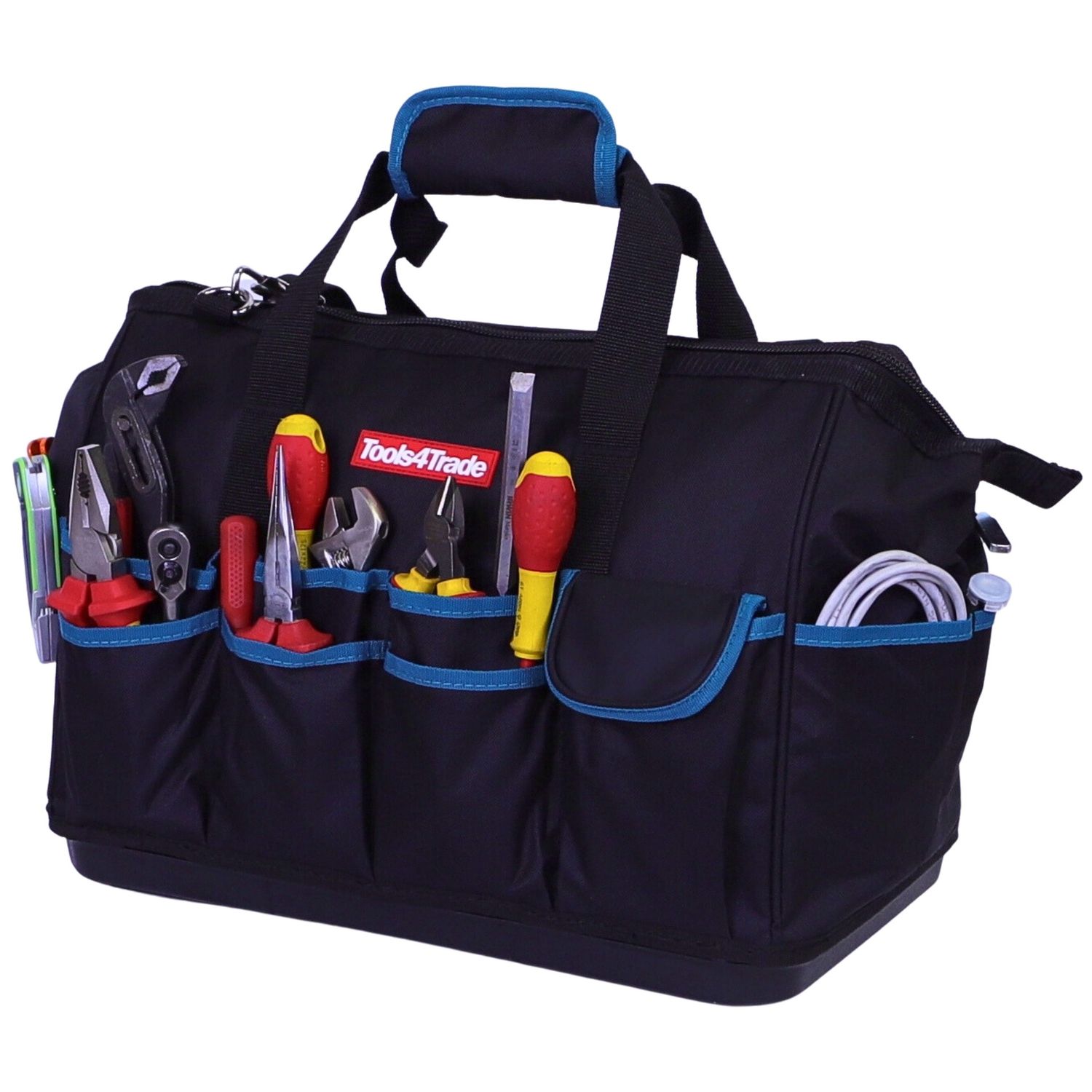 Tools4Trade 18&quot; Tool Bag with Multi-Pockets &amp; Hard Base - Blue