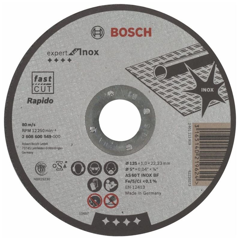 Bosch 125mm Rapido Long Life Inox &amp; Metal Cutting Disc 2608600549