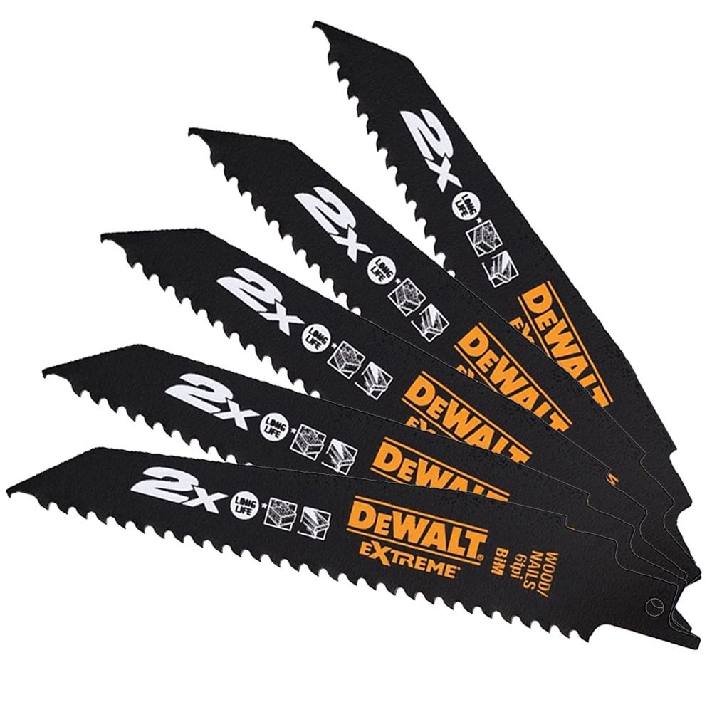 DeWalt 228mm 6TPI Wood &amp; Nail Reciprocating Blades DT2307L-QZ Pack of 5