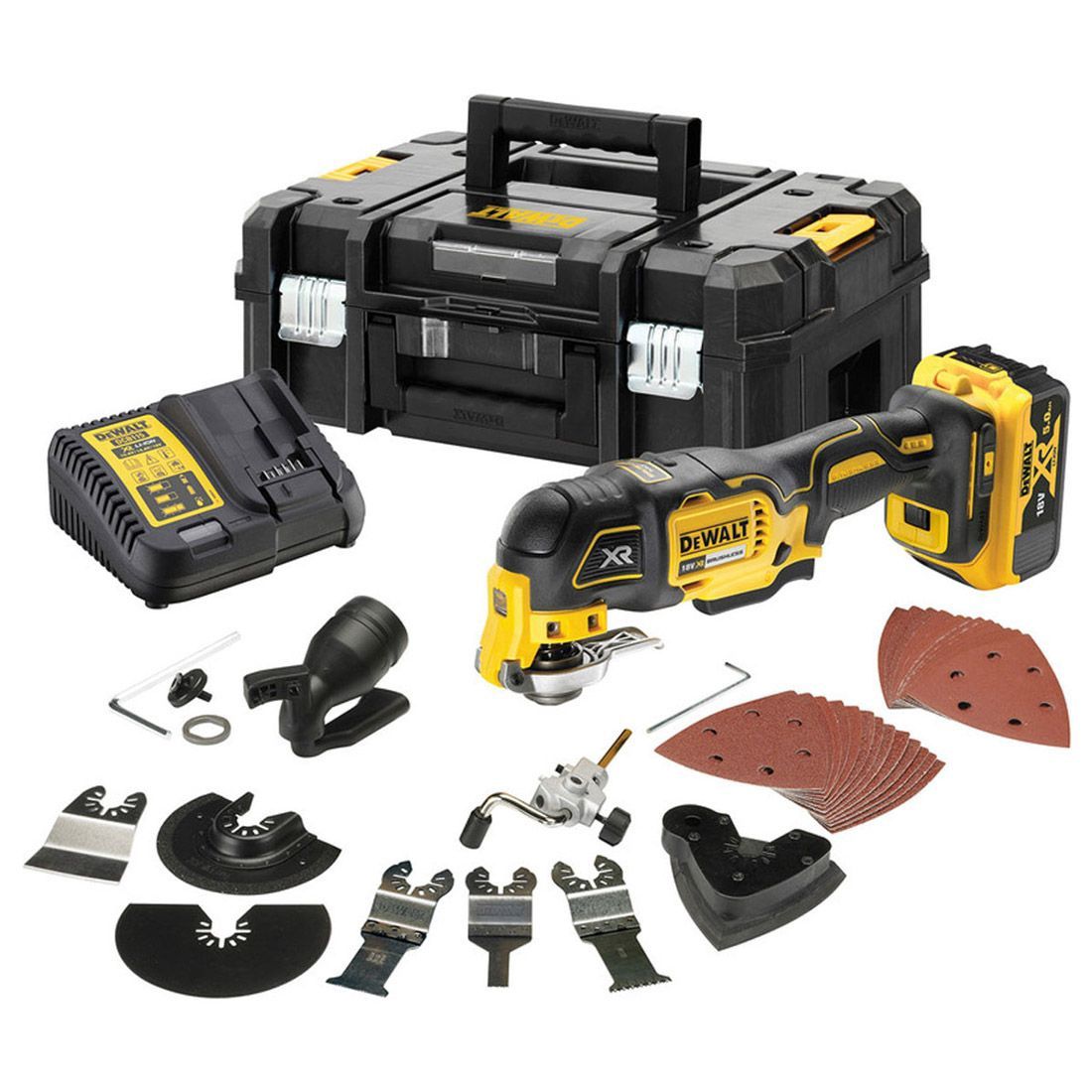 DeWalt DCS356P1 18V XR Cordless Brushless Oscillating Multi-Tool with 1 x 5.0Ah Battery Charger &amp; Case