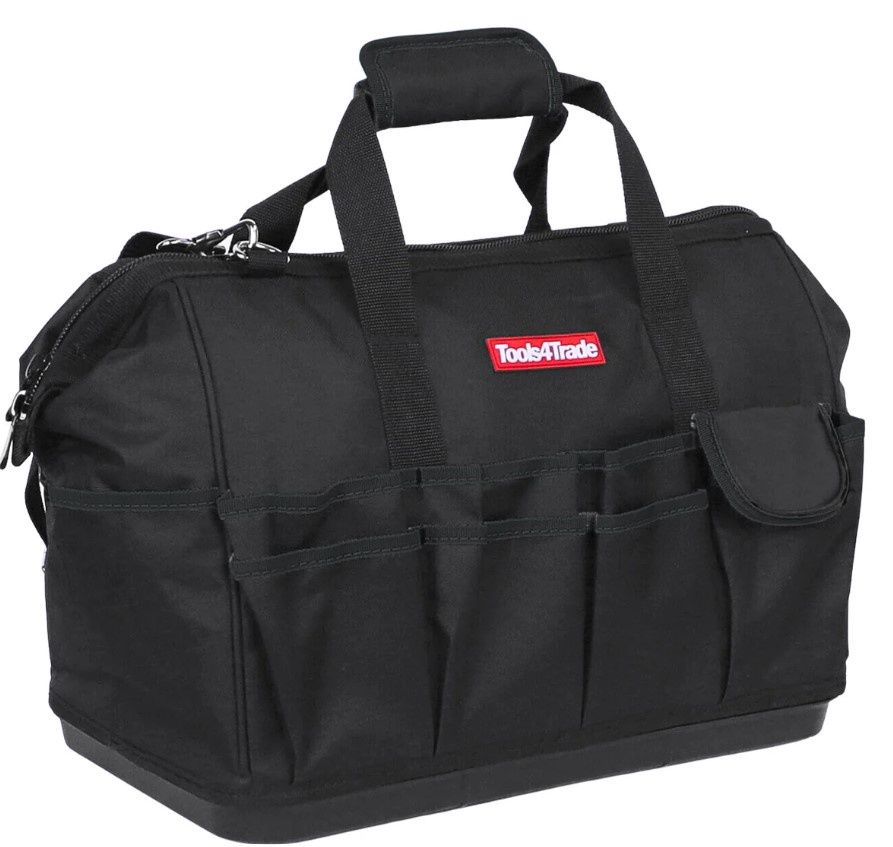 Tools4Trade 18&quot; Tool Bag with Multi-Pockets &amp; Hard Base - Black