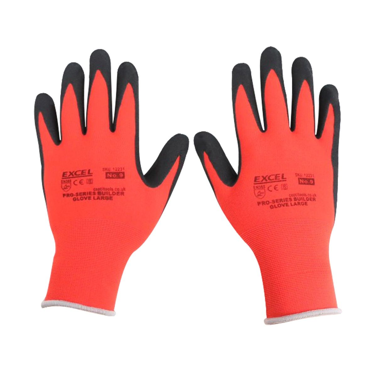 Excel Pro-Series Builder Gloves Red &amp; Black Size L