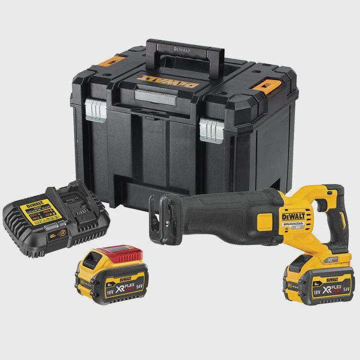 DeWalt DCS389T2-GB 54V XR FlexVolt Brushless Reciprocating Saw with 2 x 6.0Ah Batteries &amp; Charger