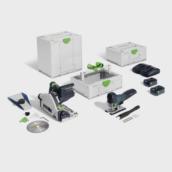 Festool 18V Brushless Plunge Saw &amp; Jigsaw With 2 x 5.0Ah Battery, Rapid Charger 578027