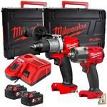 Milwaukee M18FPP2F3-502X 18V Fuel Combi Drill + Impact Wrench with 2 x 5.0Ah Battery Charger &amp; Case 4933492641