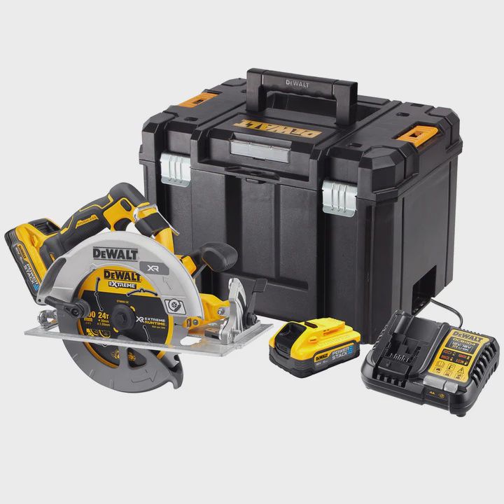 Dewalt DCS573H2T 18V XR Brushless 190mm Circular Saw with 2 x 5.0Ah Powerstack Batteries, Charger & TSTAK Case