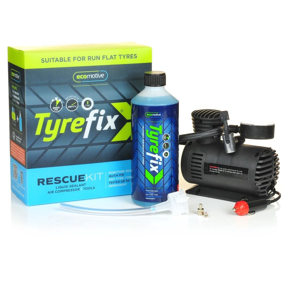 EcoMotive Tyrefix Rescue Kit with Liquid Sealant 550ml &amp; Air Compressor Tool