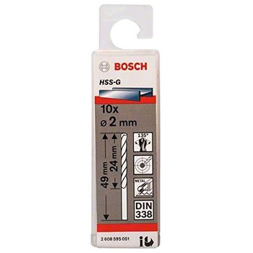 Bosch HSS-G 2mm Jobber Drill Bit 49 mm Plain Shank 2608595051