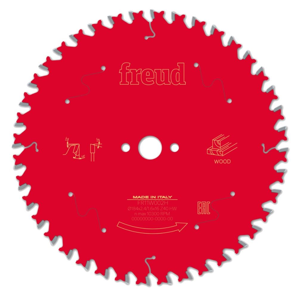 Freud 184mm 40T Circular Saw Blade for Wood F03FS09704 184mm x 16mm x 40T