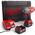 Milwaukee M18FHIWF12-502X 18V FUEL Brushless 1/2&quot; Impact Wrench with 2 x 5.0Ah Batteries Charger &amp; Case