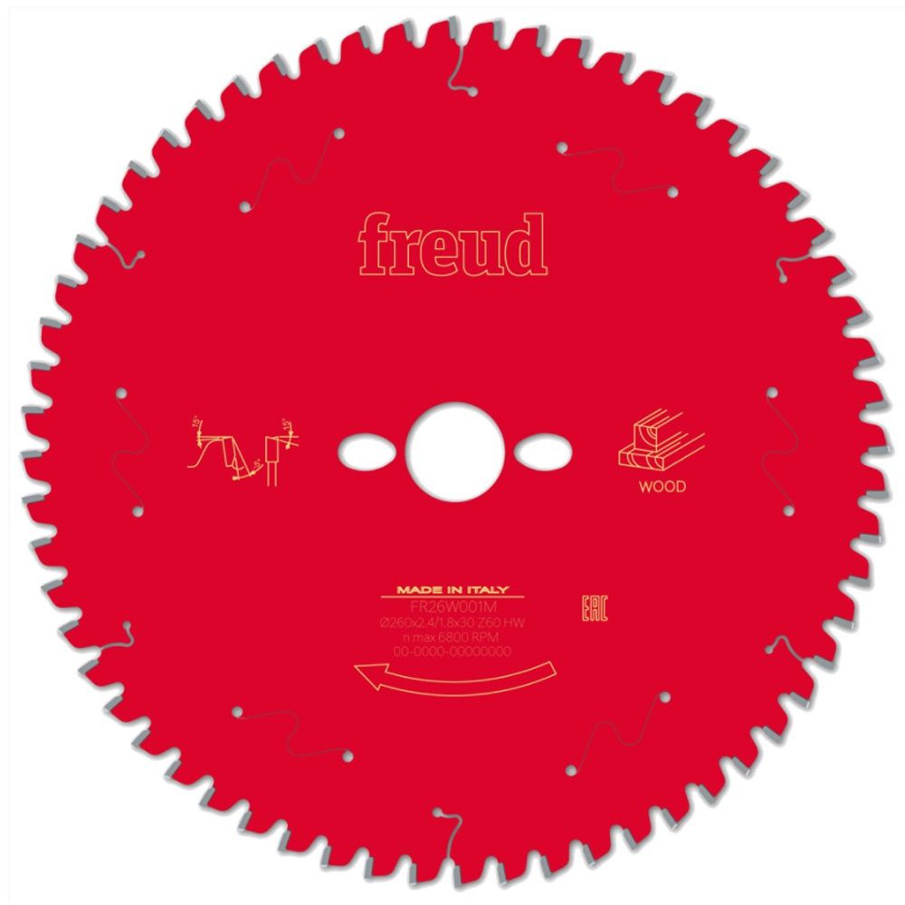 Freud F03FS09760 Wood/Chipboard/MDF Circular Saw Blade 260mm x 30mm 60T