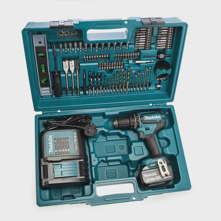 Makita DHP485STX5 18V LXT Brushless Combi Drill With 1 x 5.0Ah Battery, Charger &amp; 101 Piece Bit Set In Case