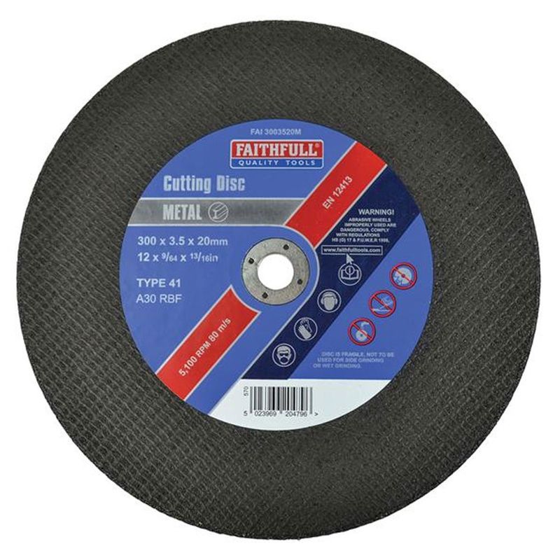 Faithfull FAI3003520M Metal Cut Off Disc 300 x 3.5 x 20mm