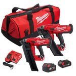Milwaukee M18 FPP2BE-522B 18V FUEL Twin Nail Gun Nailer with 1 x 5.0Ah, 1 x 2.0Ah Battery Charger &amp; Bag 4933492429