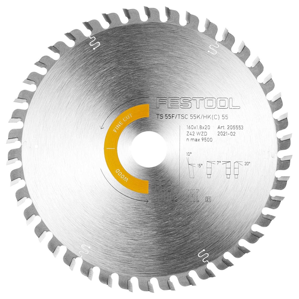 Festool 160mm Fine Tooth Plunge Saw Wood Blade 42T 205553