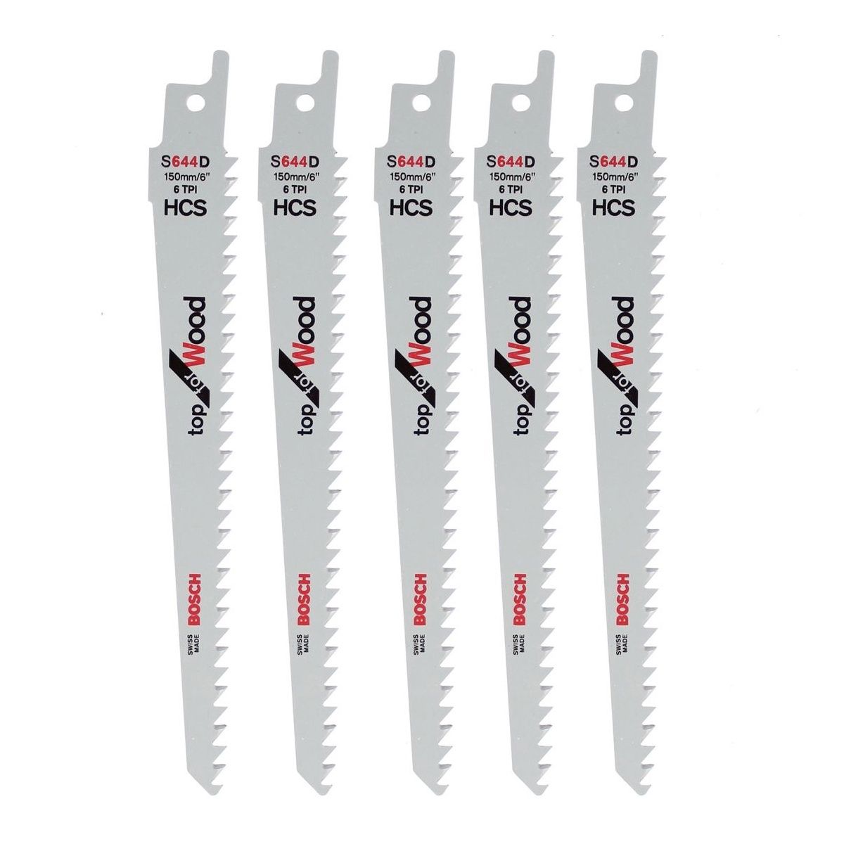 Bosch 150mm HCS Sabre Saw Blade For Wood S644D Pack of 5 2608650673
