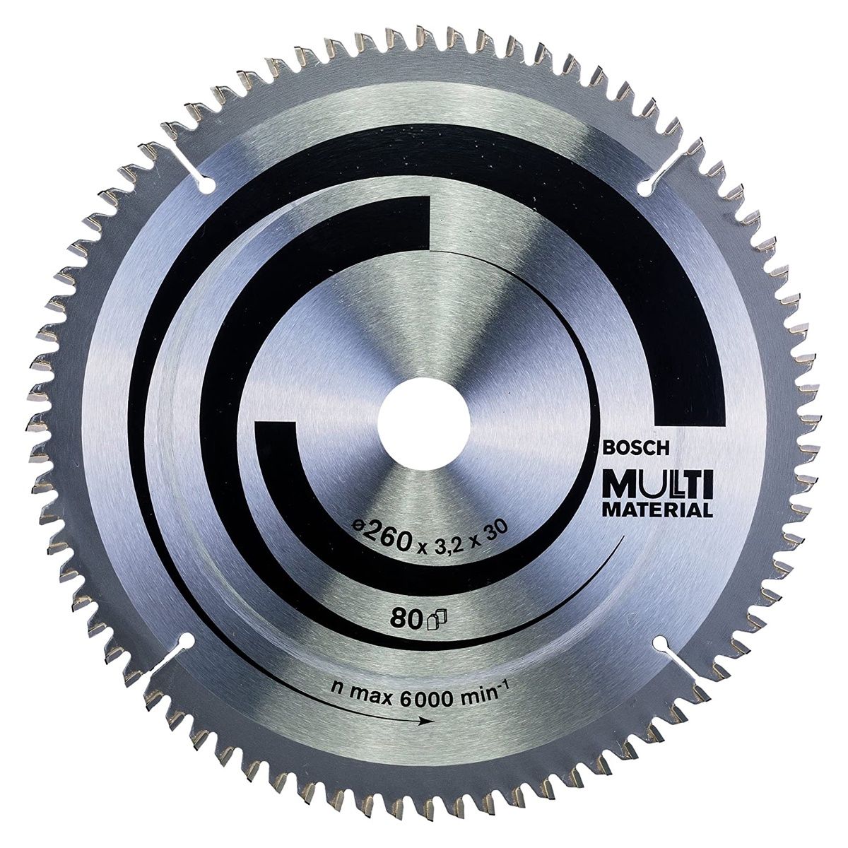 Bosch 260mm 80T Multi Material Circular Mitre/Table Saw Blade 2608641204 260 x 3.2/2.5 x 30mm