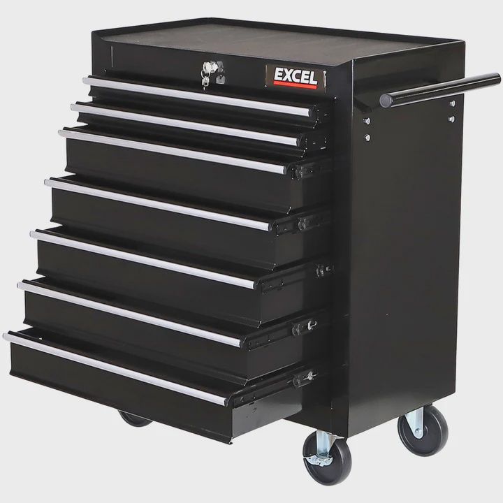 Excel 7 Drawers Tool Chest Storage Cabinet with Wheel - Black