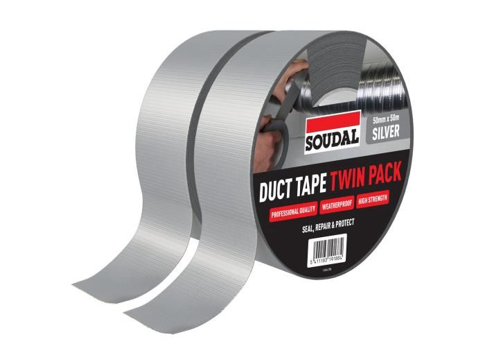 Soudal DUCT TAPE 50mm x 50m High Quality Waterproof All Purpose Cloth Tape Silver 167040