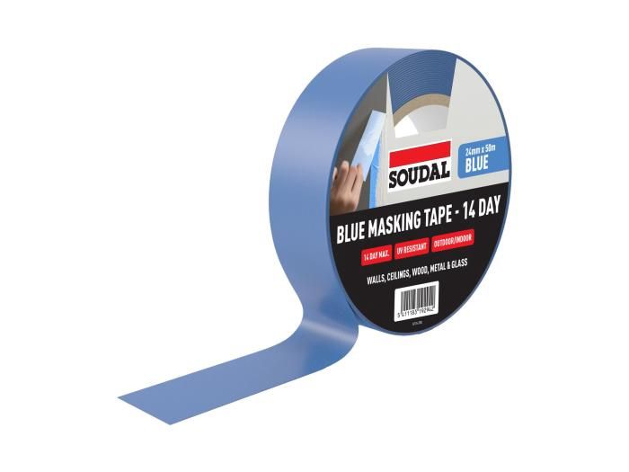Soudal BLUE MASKING TAPE - 14 DAY OUTDOOR 48mm x 50m Professional Quality 14 day Exterior/Interior Masking Tape 167112
