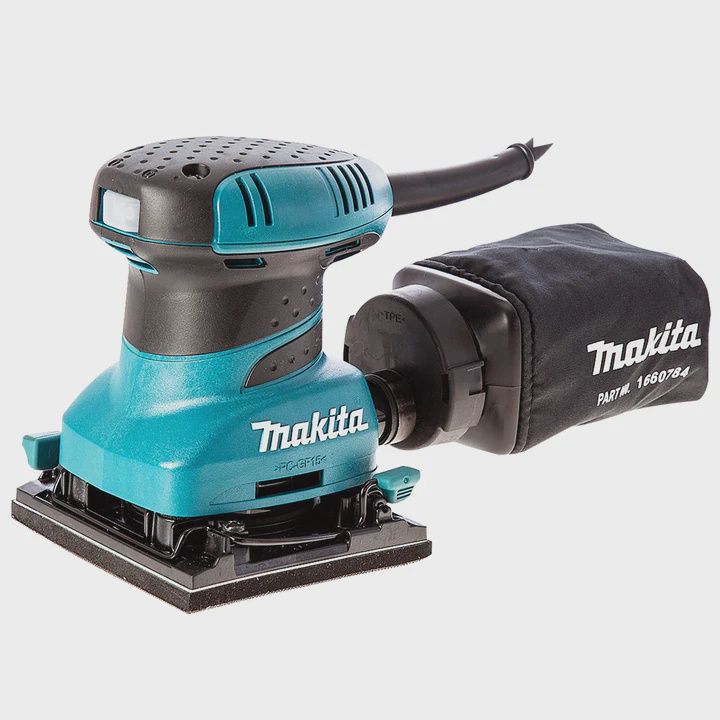 Makita BO4555/2 Hook &amp; Loop Clamp Finishing Palm Sander With Dust Bag 240V
