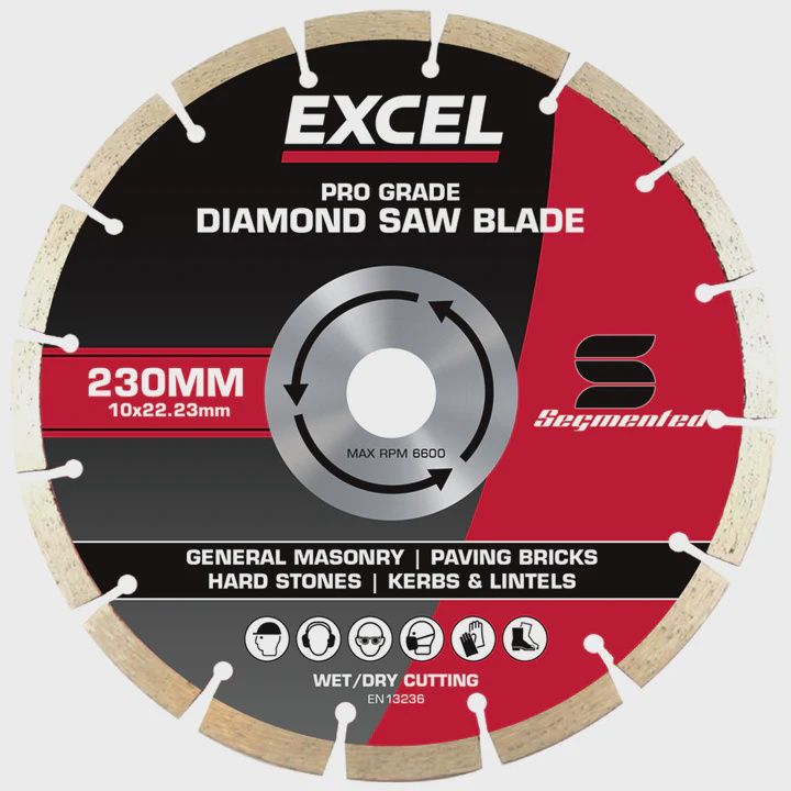 Excel 230mm Pro Grade Segmented Diamond Cutting Saw Blade