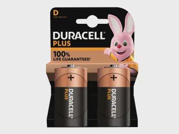 Duracell DURD100PP2 D Cell Plus Power +100% Batteries (Pack 2)