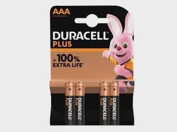 Duracell DURAAA100PP4 AAA Cell Plus Power +100% Batteries (Pack 4)