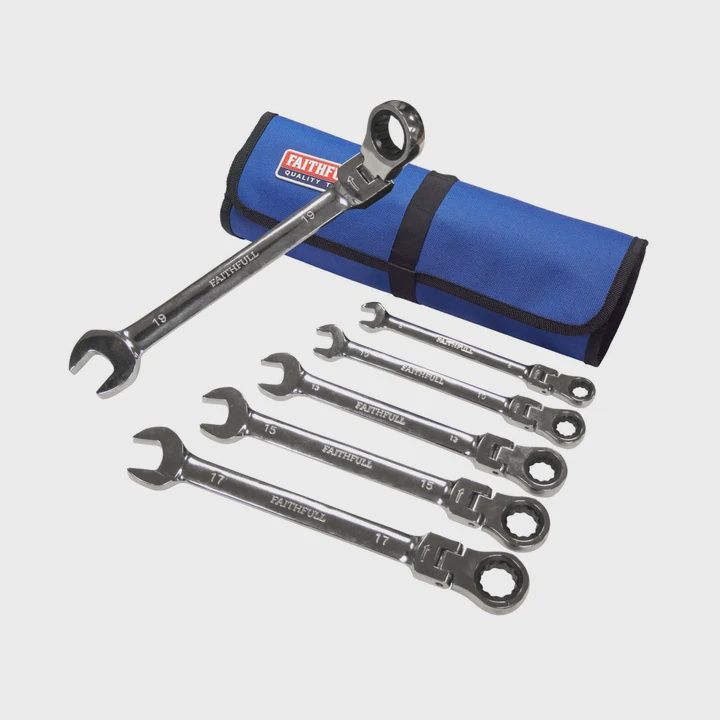 Faithfull 6 Piece High-Performance Ratchet Combination Spanner Set for Versatile Use XMS24SPANNER