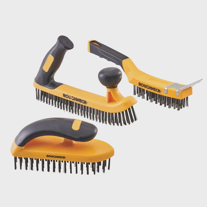 Roughneck 3 Piece Heavy Duty, Durable Wire Brush Set Cleaning Tools for Tough Jobs XMS24WBRUSH