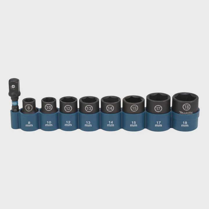 Makita E-16639 3/8&quot; Square Drive Black Impact Socket Set Of 8 Piece