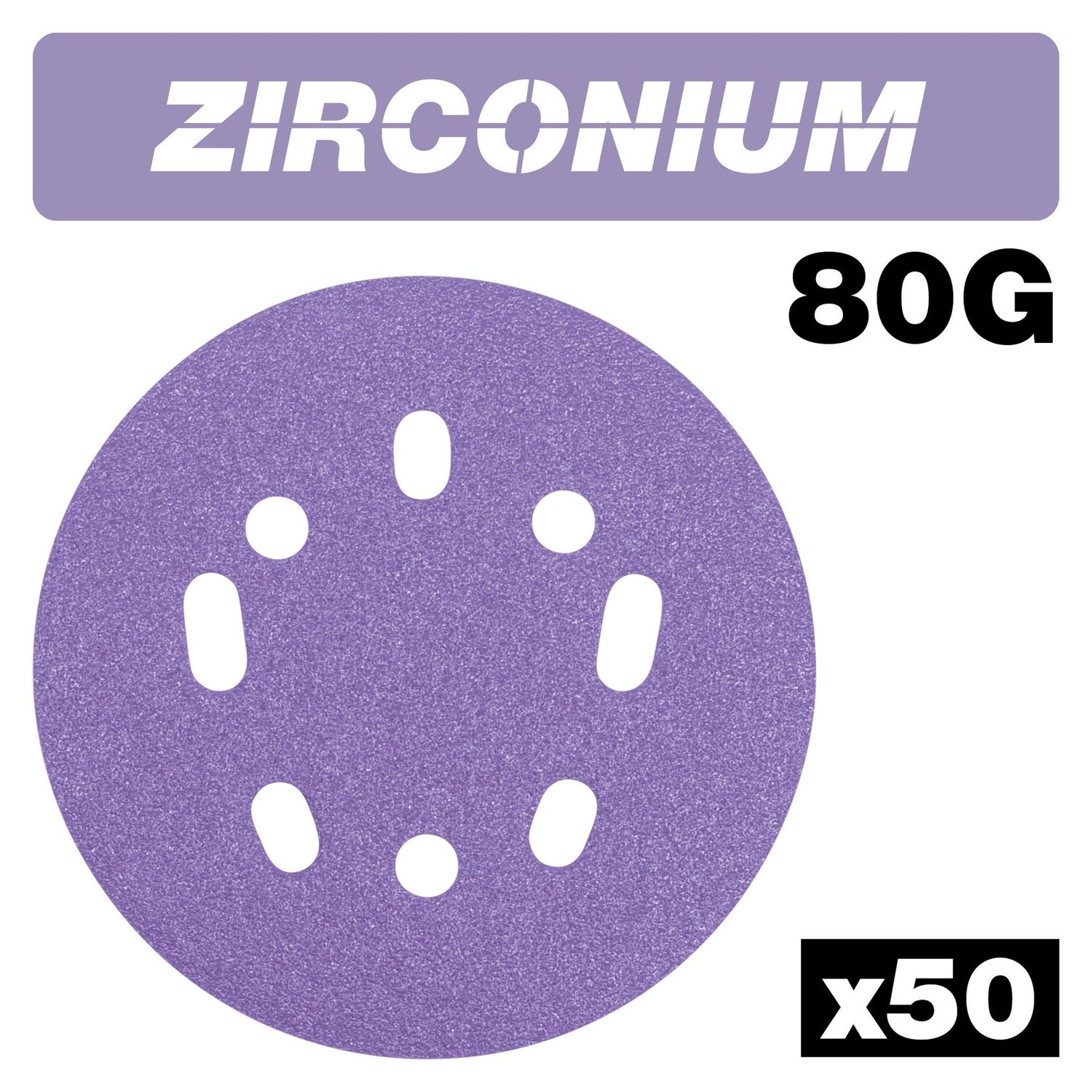 Trend Zirconium Random Orbital Sanding Disc 50pc 125mm 80 grit AB/125/80Z/B