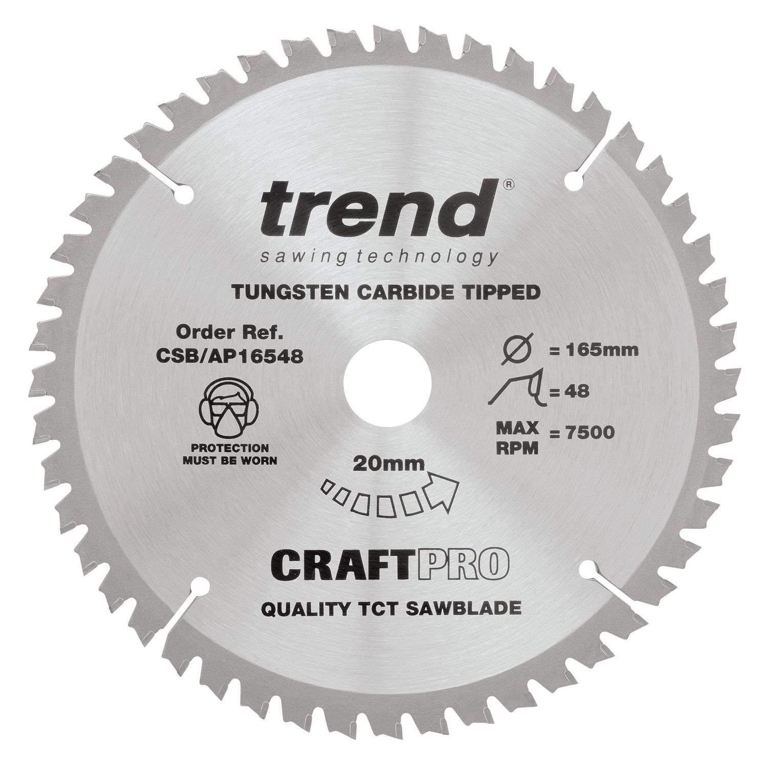 Trend Aluminium/Plastic Circular Saw Blade 165mm x 20mm x 48T CSB/AP16548