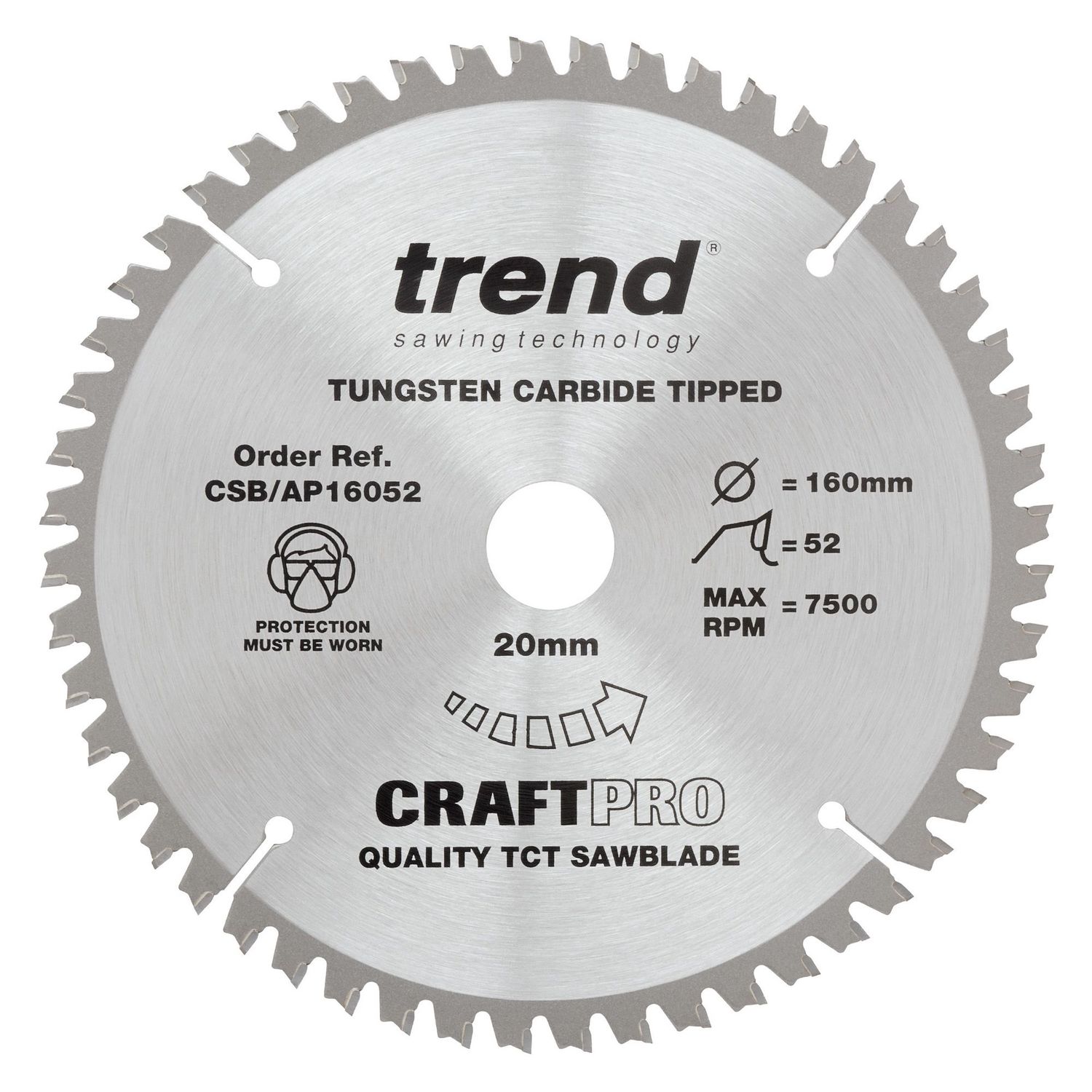 Trend Aluminium/Plastic Circular Saw Blade 160mm x 20mm x 52T CSB/AP16052