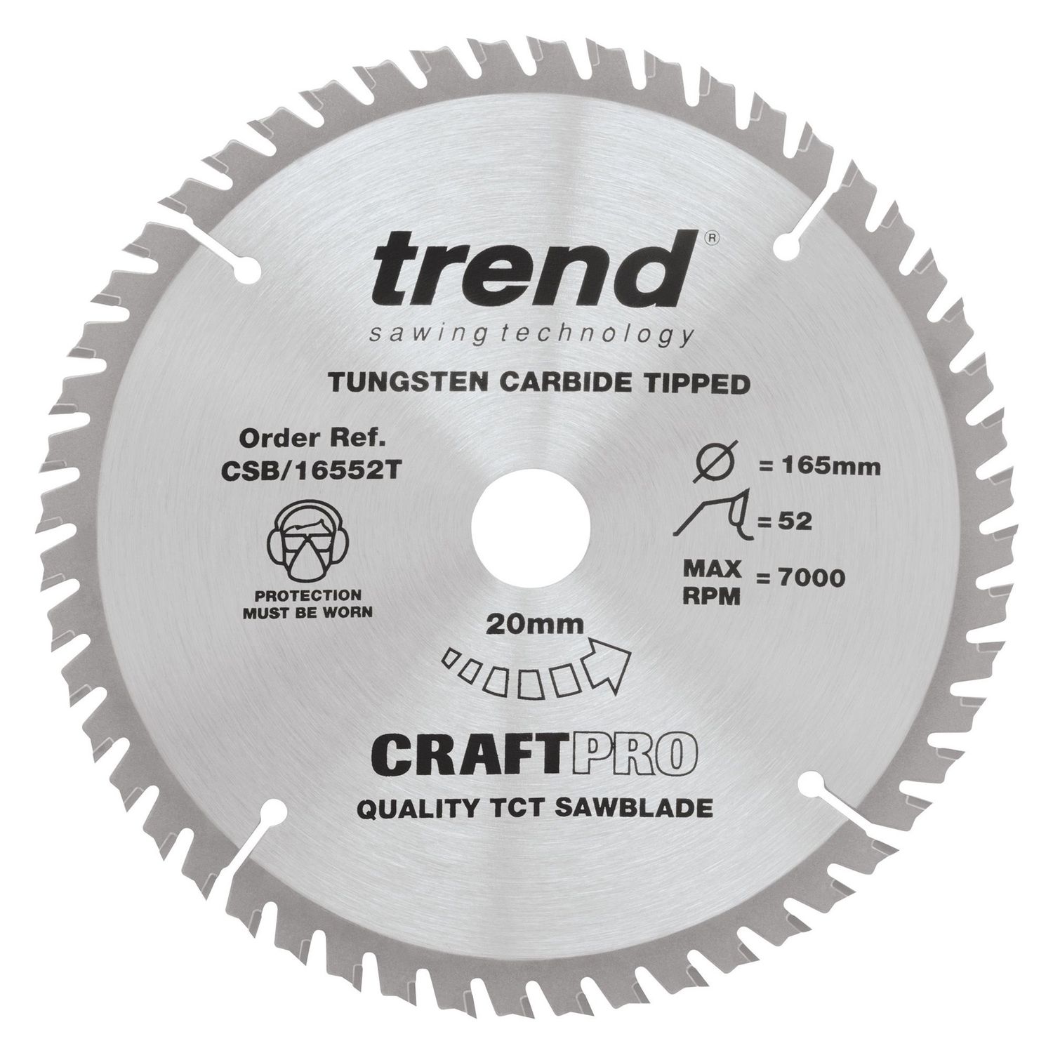 Trend Wood Cordless Circular Saw Blade 165mm x 20mm x 52T CSB/16552T
