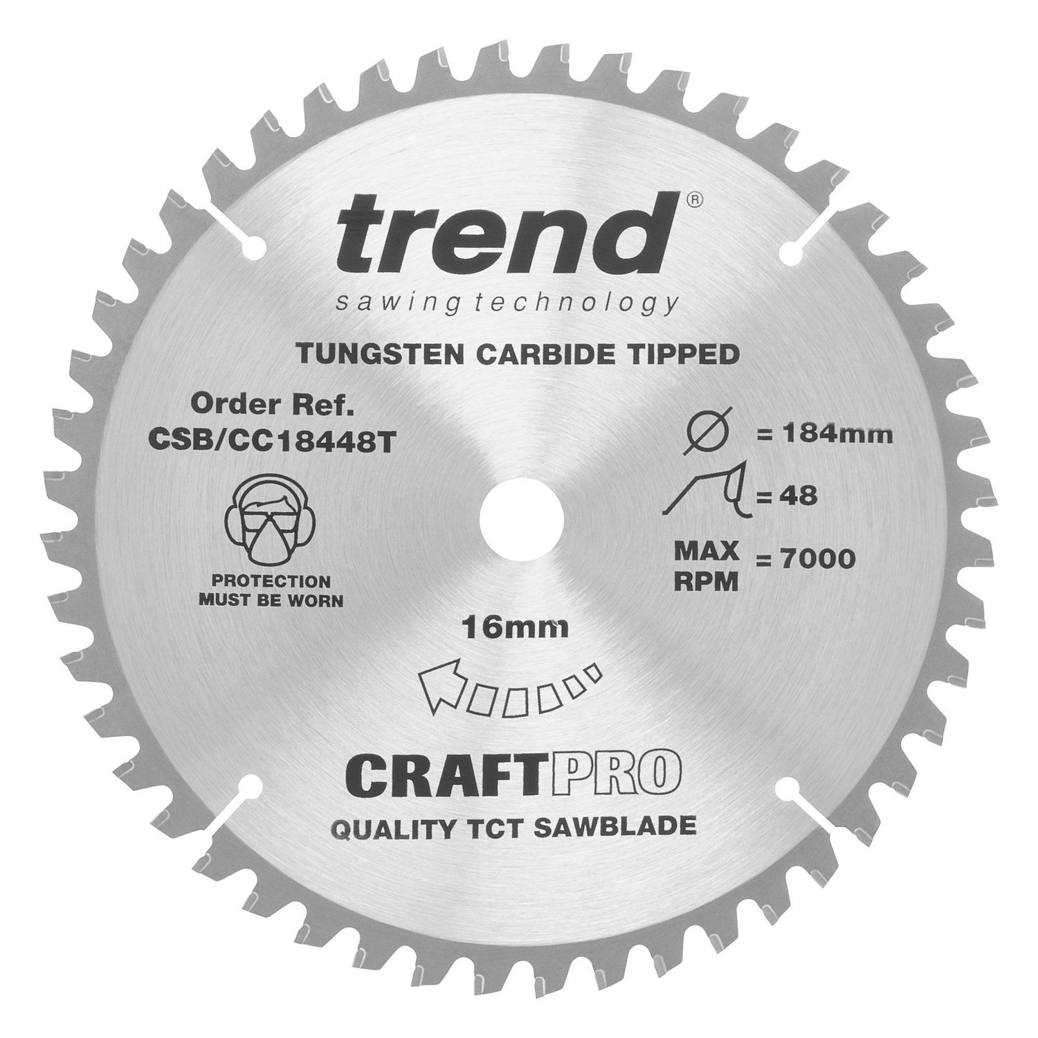 Trend Wood Cordless Mitre Saw Blade 184mm x 16mm x 60T CSB/CC18460T