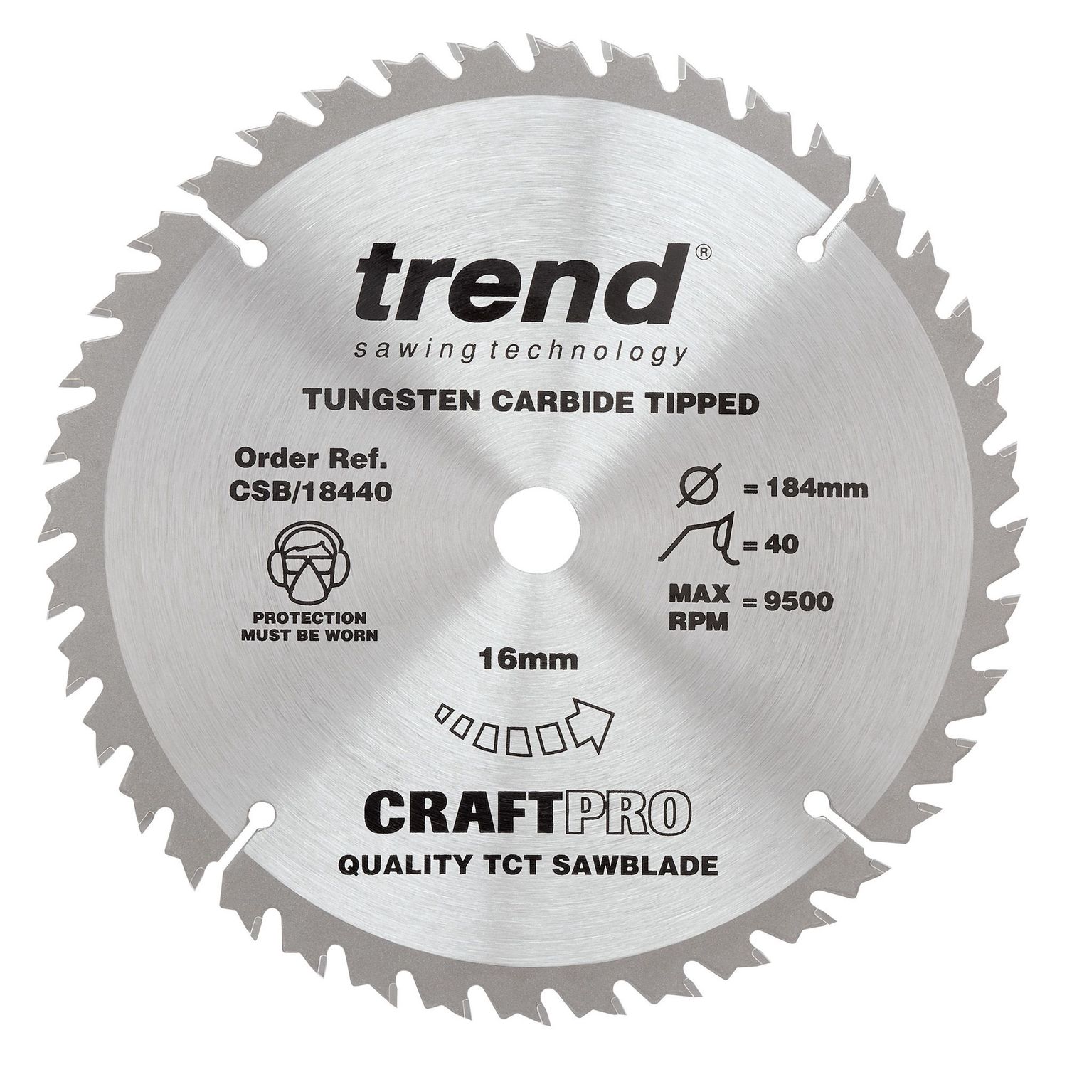 Trend Wood Circular Saw Blade 184mm x 16mm x 40T CSB/18440