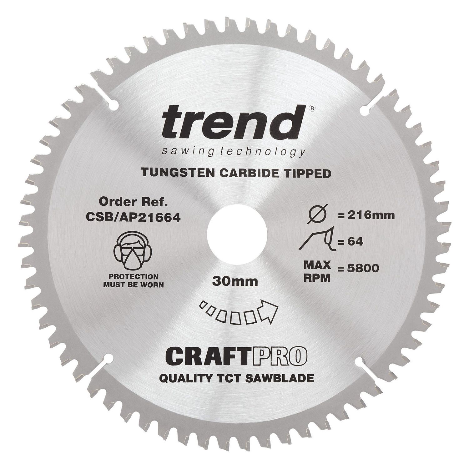 Trend Aluminium/Plastic Circular Saw Blade 216mm x 30mm x 64T CSB/AP21664