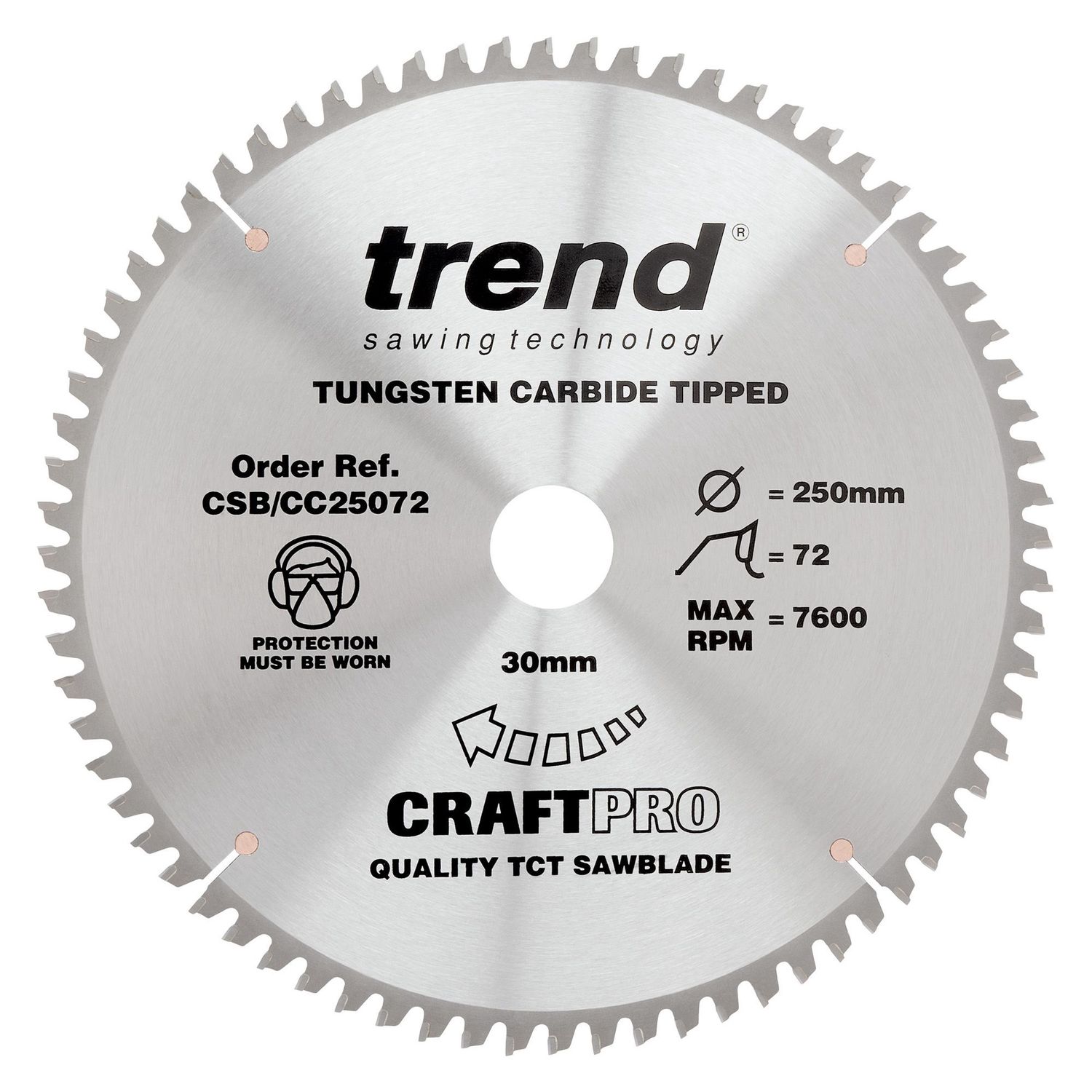 Trend Wood Mitre Saw Blade 250mm x 30mm x 72T CSB/CC25072