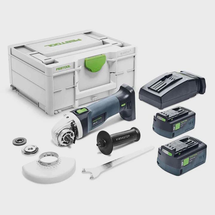 Festool AGC 18-125 5,0 EBI-Plus GB Cordless Angle Grinder With 2 x 5.0Ah Batteries, Charger In Case - 577701