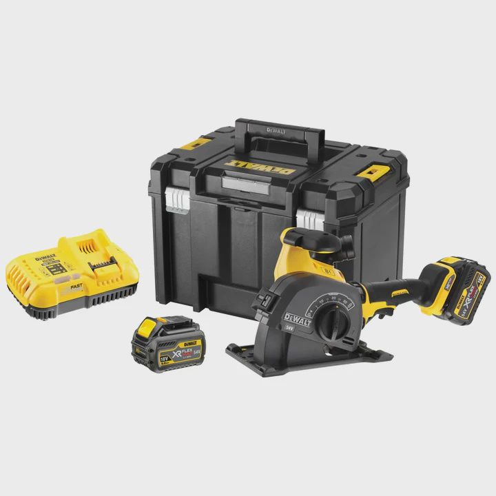 DeWalt DCG200T2 54V XR Flexvolt Brushless Wall Chaser with 2 x 6.0Ah Batteries Charger &amp; Case