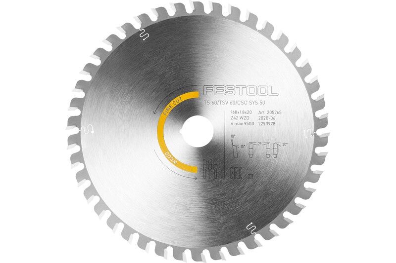 Festool Saw blade WOOD FINE CUT HW 168x1,8x20 WD42 (205765)